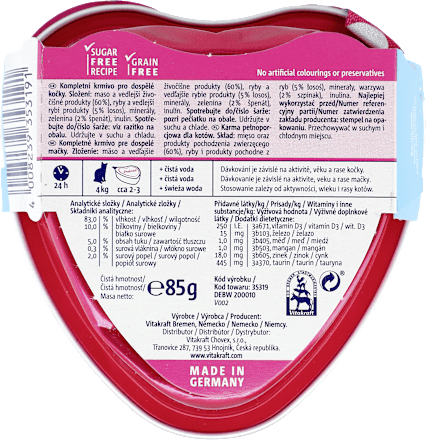 Mokra karma dla kota Poésie Création, łosoś ze szpinakiem w galarecie Vitakraft