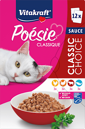 Nassfutter Katze, Variationen in Soße, Poésie Classique, Multipack (12x85 g) Vitakraft