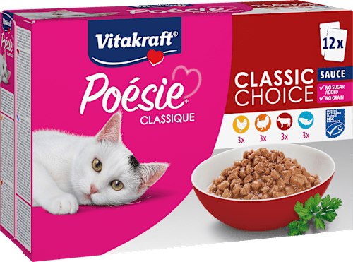 Nassfutter Katze, Variationen in Soße, Poésie Classique, Multipack (12x85 g) Vitakraft
