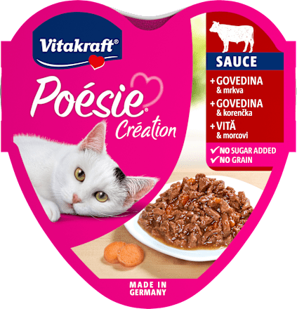 Hrana za odrasle mačke Poésie Création z govedino in korenjem v omaki Vitakraft