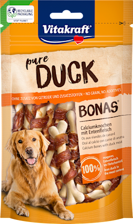 Hundeleckerli Calciumknochen mit Ente, Bonas pure duck, Adult Vitakraft