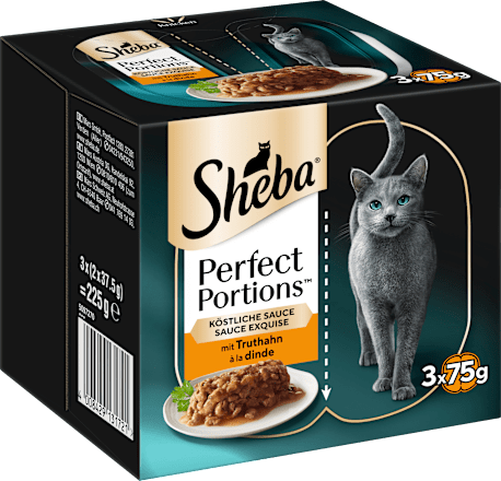 Nassfutter Katze Truthahn in Sauce, perfect portions, Multipack (6x37,5 g) Sheba