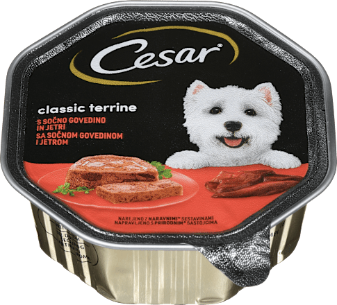 Hrana za odrasle pse classic terrine, govedina in jetra Cesar