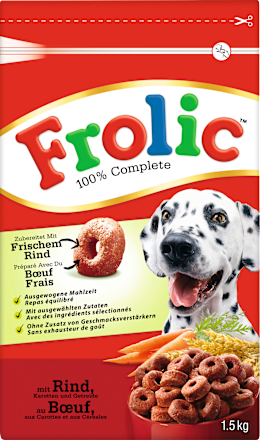 Trockenfutter Hund mit Rind, Karotten & Getreide Frolic