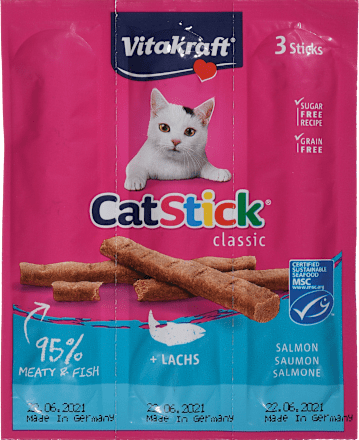 Prigrizek za mačke, mini palčke z lososom Vitakraft