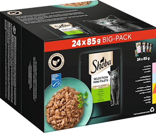 Nassfutter Katze Selection in Sauce - feine Vielfalt, Bigpack (24x85 g) Sheba