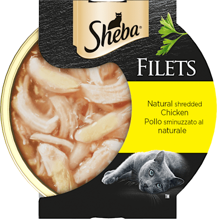 Cibo umido per gatti con pollo sminuzzato al naturale FILETS Sheba