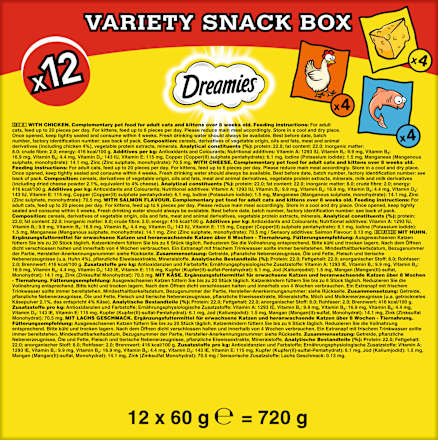 Katzenleckerli Mixkarton Multipack (12x60 g) Dreamies