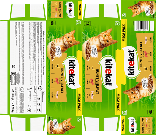 Nassfutter Katze bunte Vielfalt in Soße, Megapack (48x85 g) kitekat