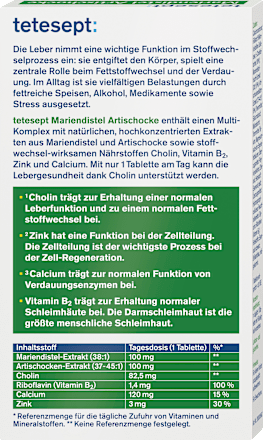 Mariendistel Artischocke Lebergesundheit Tabletten 30 St tetesept