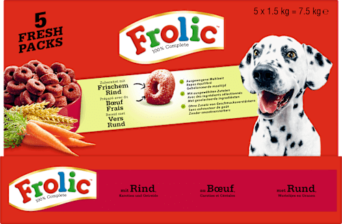 Trockenfutter Hund mit Rind, Karotten & Getreide, Complete (5x1,5 kg) Frolic