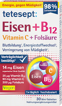 Tabletten Eisen + B12 + C + Folsäure tetesept