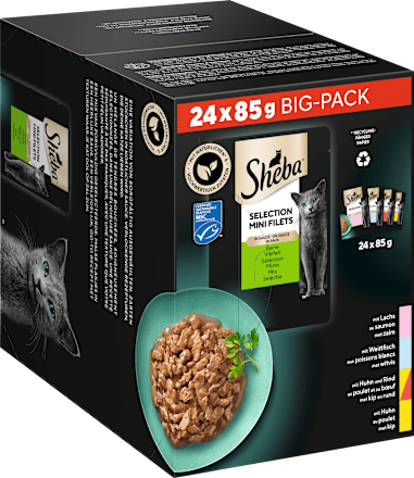 Nassfutter Katze Selection in Sauce - feine Vielfalt, Bigpack (24x85 g) Sheba