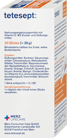 Vitamin D 3000 I.E. Direkt-Sticks 20 St tetesept