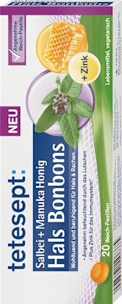 Halsbonbons Salbei + Manuka Honig 20 St  tetesept