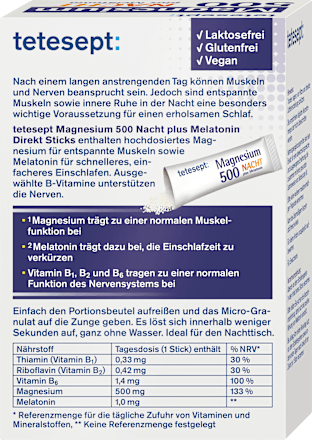 Magnesium Nacht plus Melatonin Direkt Sticks 20 St tetesept