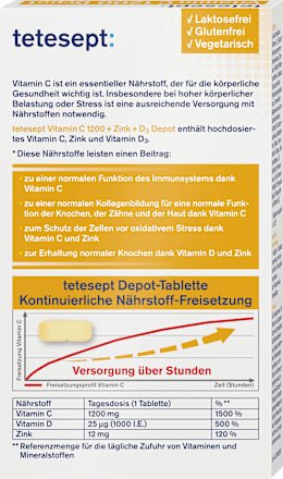 Vitamin C 1200 Depot + Zink + D3 Tabletten 30 St  tetesept