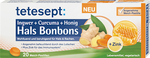 Halsbonbons Ingwer + Kurkuma + Honig Pastillen 20 St tetesept