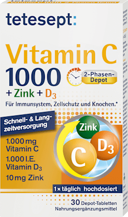 Vitamin C + Zink + D3 Tabletten 30 St tetesept