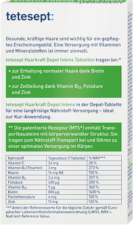 Haarkraft Depot Intens Biotin + Zink + Folsäure Tabletten 30 St. tetesept