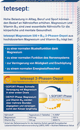 Magnesium 500 + B12 Depot Tabletten 30 St tetesept