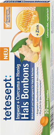 Halsbonbons Ingwer + Kurkuma + Honig Pastillen 20 St tetesept