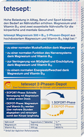 Magnesium 500 + B12 Depot Tabletten 30 St. tetesept