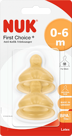 Trinksauger First Choice Plus Latex, Gr. M (Milch), 0-6 Monate NUK
