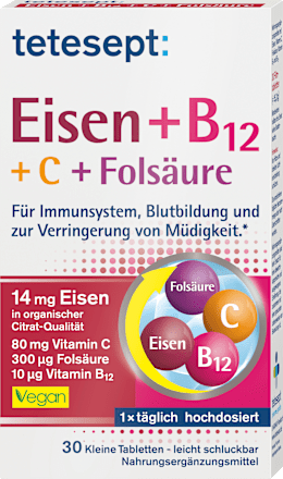 Eisen + B12 + C + Folsäure tetesept