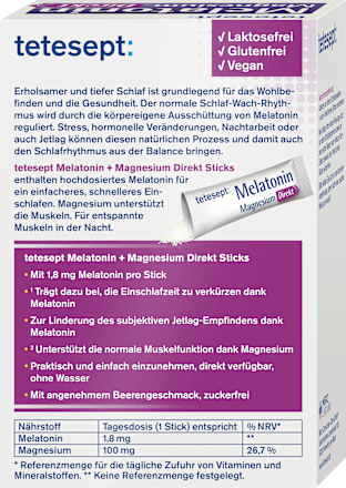 Melatonin + Magnesium Direkt Sticks 20 St tetesept