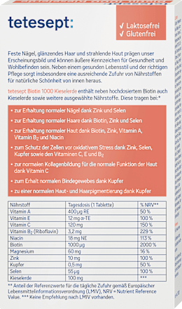 Biotin + Kieselerde Tabletten 30 St tetesept