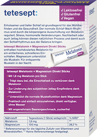 Melatonin + Magnesium Direkt Sticks 20 St tetesept