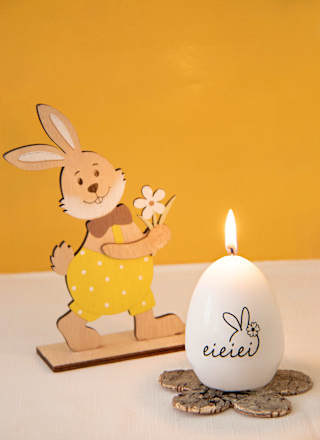 Eikerze "eieiei", weiß-schwarz Dekorieren & Einrichten