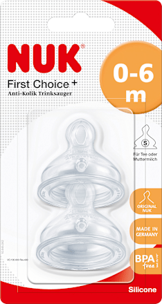 Trinksauger First Choice+ Silikon, 0-6 Monate, Gr. S (Tee) NUK