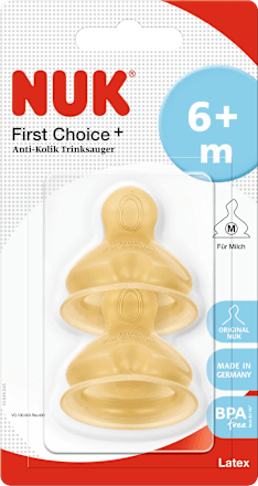 Trinksauger First Choice Plus Latex, Gr. M (Milch), 6-18 Monate NUK