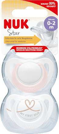 Schnuller Star Silikon, rosa/weiß, Gr.0, 0-2 Monate NUK