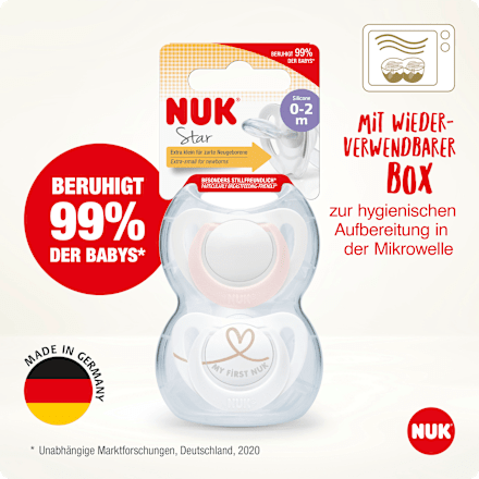 Schnuller Star Silikon, rosa/weiß, Gr.0, 0-2 Monate NUK