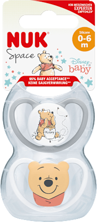 Schnuller Space Disney Silikon, grau/weiß, Gr.1, 0-6 Monate NUK