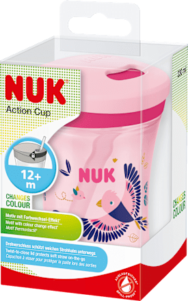 Trinkhalmbecher Evolution Action Cup, rosa, ab 12. Monat, 230 ml  NUK