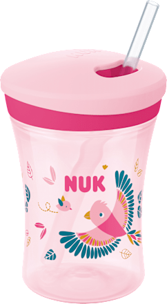 Trinkhalmbecher Evolution Action Cup, rosa, ab 12. Monat, 230 ml  NUK