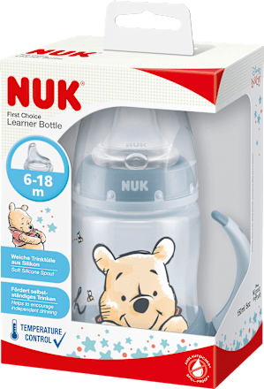 Trinklernflasche First Choice Disney Temperature Control , anthrazit, 6-18 Monate, 150ml NUK