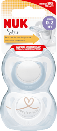 Schnuller Star Silikon, blau/weiß, Gr.0, 0-2 Monate NUK