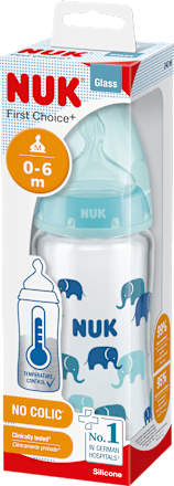 Babyflasche aus Glas First Choice, blau, 0-6 Monate, 240 ml  NUK