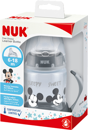 Trinklernflasche First Choice Temp. Control, Disney grau, 6-18 Monate, 150 ml NUK