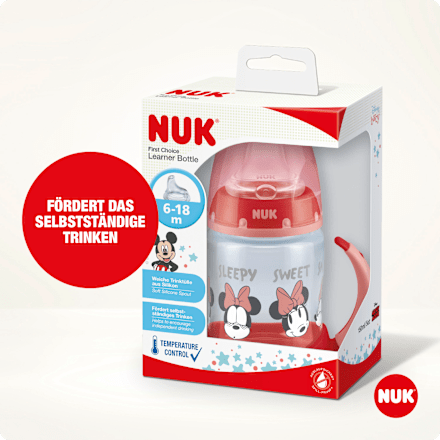 Trinklernflasche First Choice Temp. Control Disney, rot, ab 6 Monate, 150 ml  NUK