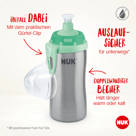 Trinkflasche Kinder Edelstahl grau, 215 ml NUK