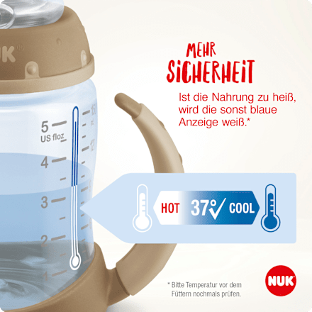 Trinklernflasche First Choice Temp. Control, rot, ab 6 Monaten, 150 ml NUK