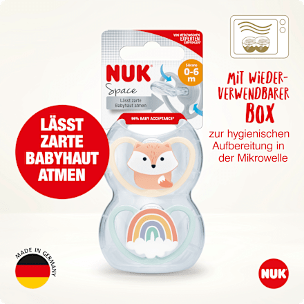 Schnuller Space beige/blau 0-6 Monate NUK