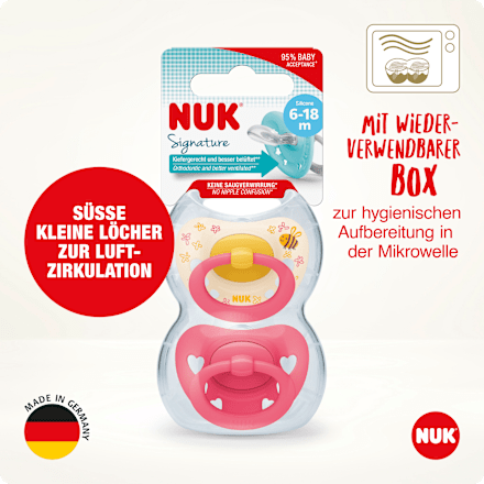 Schnuller Signature gelb/rosa 6-18 Monate NUK