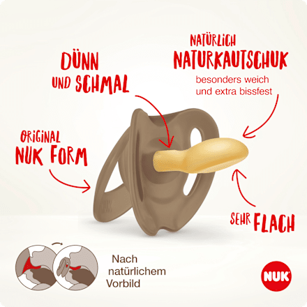 Schnuller for Nature Latex, rot/beige, Gr.1, 0-6 Monate NUK